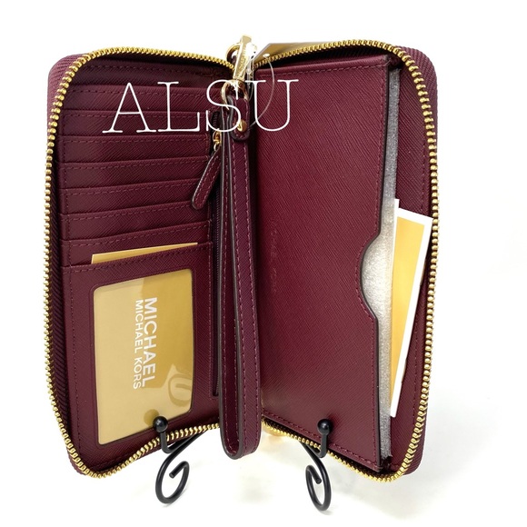 Michael Kors Flat Phone Case Merlot Burgundy Leath - Picture 8 of 8